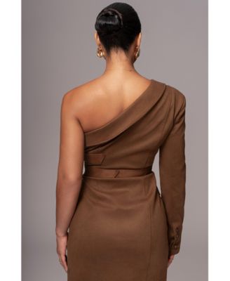 Women's One Shoulder Suede Blazer Dress