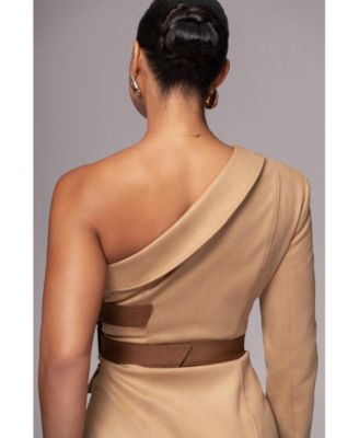 Women's One Shoulder Suede Blazer Dress