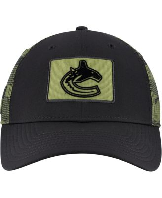 Черный фанатики мужские Ванкувер Кэнакс подлинные про военных признательность регулируемая шляпа