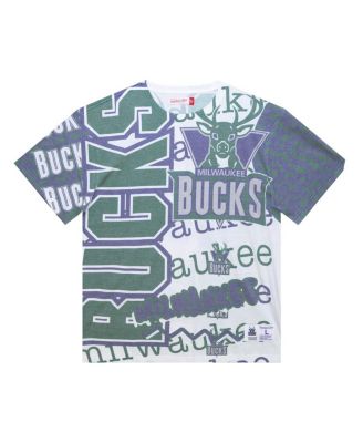 Мужская белая футболка Mitchell & Ness Milwaukee Bucks Jumbotron 2.0 сублимированная