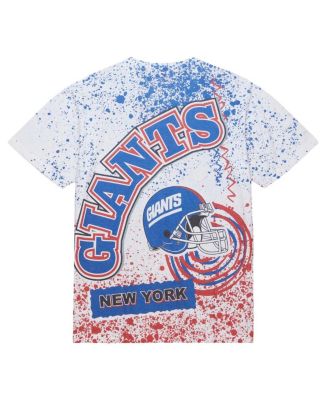 Мужская белая футболка Mitchell & Ness New York Giants Big Tall с принтом по всей длине