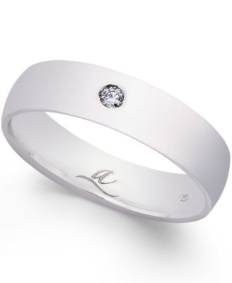 Macy's - Diamond Accent Dome Wedding Band in 18k White Gold