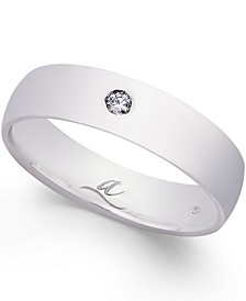 Diamond Accent 5MM Dome Wedding Band in 18k White Gold