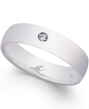 image of Diamond Accent 5MM Dome Wedding Band in 18k White Gold