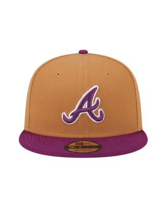 Мужская коричнево-фиолетовая кепка-бейсболка Atlanta Braves Color Pack от New Era, двухцветная, размером 9 футов 5 дюймов