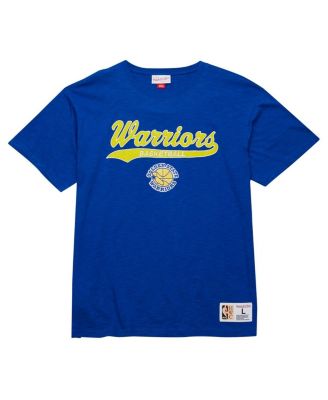 Men's Royal Golden State Warriors Hardwood Classics Felt applique Slub T-Shirt