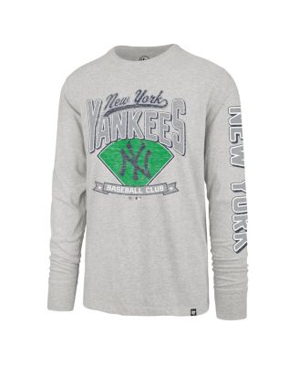 Мужская брендовая серая футболка New York Yankees Big Tall Distressed Franklin с длинным рукавом от бренда '47