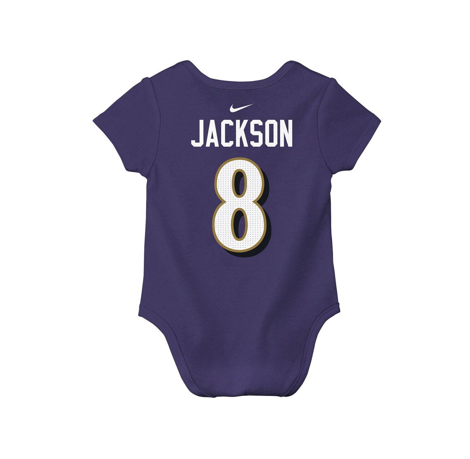 Baby Boys and Girls Lamar Jackson Purple Baltimore Ravens Player Name & Number Bodysuit