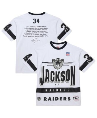Men's Bo Jackson White Las Vegas Raiders Name Number Team Origins Vintage Logo T-Shirt