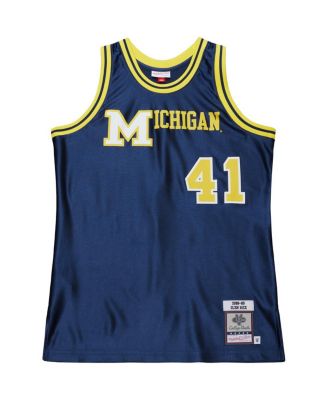 Мужская футболка Mitchell & Ness Glen Rice Navy Michigan Wolverines 1988/89 из натуральной кожи.