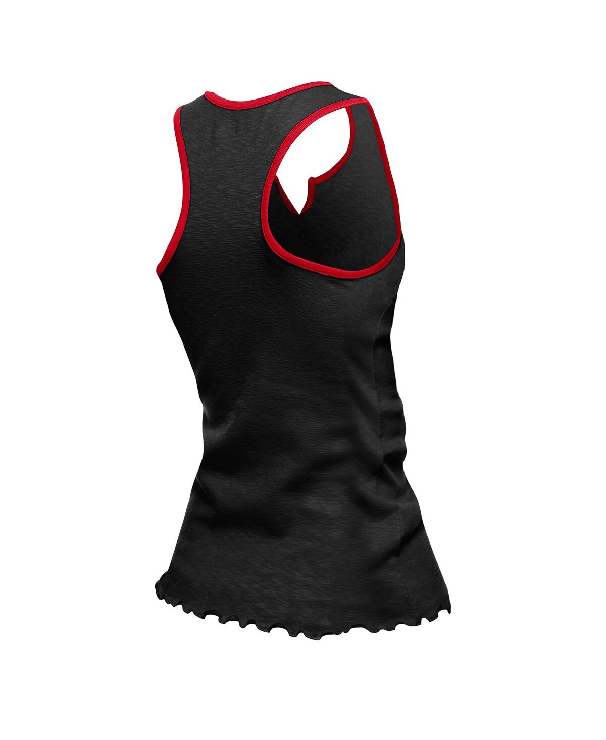NEW ERA WOMEN'S BLACK SAN FRANCISCO 49ERS LETTUCE HEM NOTCH NECK TRI-BLEND TANK TOP 