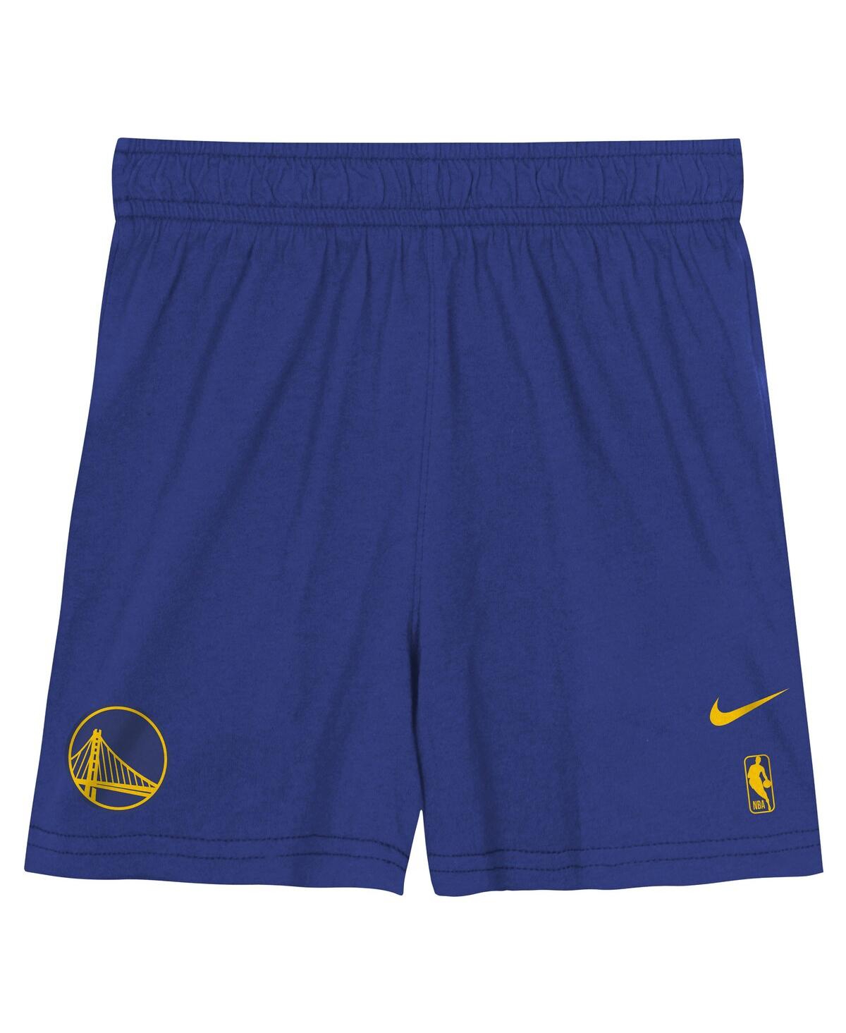 Nike Big Boys And Girlsâ 2-piece Royal Golden State Warriors Practice T-shirt And Shorts Set