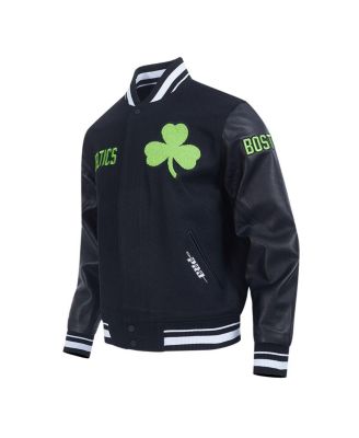 Мужская черная шерстяная университетская куртка Pro Standard Boston Celtics 2024/25 City Edition черного цвета на молнии