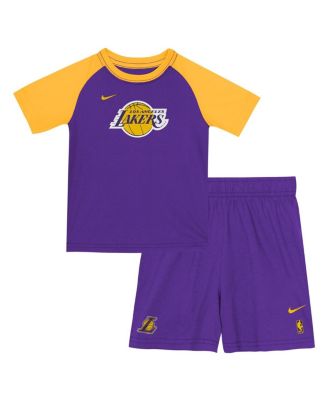 Nike - Big Boys and Girls&nbsp;Purple Los Angeles Lakers Practice T-Shirt and Shorts Set