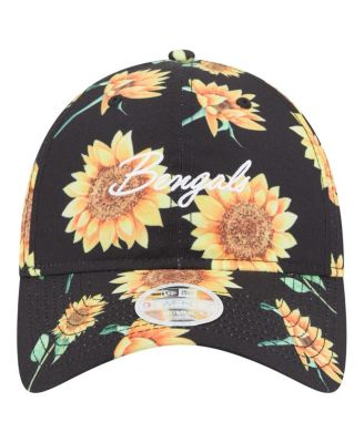 Women's Black Cincinnati Bengals Adventure Sunflower 9TWENTY Adjustable Hat