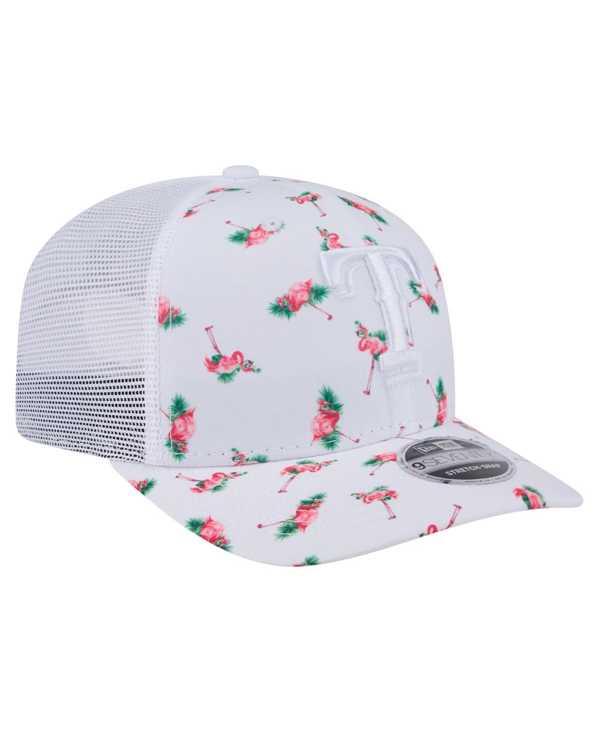 New Era Men's White Texas Rangers Flamingo Mesh Back 9seventy Stretch-snap Hat