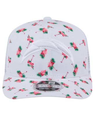 Men's White Los Angeles Chargers Adventure Flamingo Pattern 9SEVENTY Stretch Snap Hat
