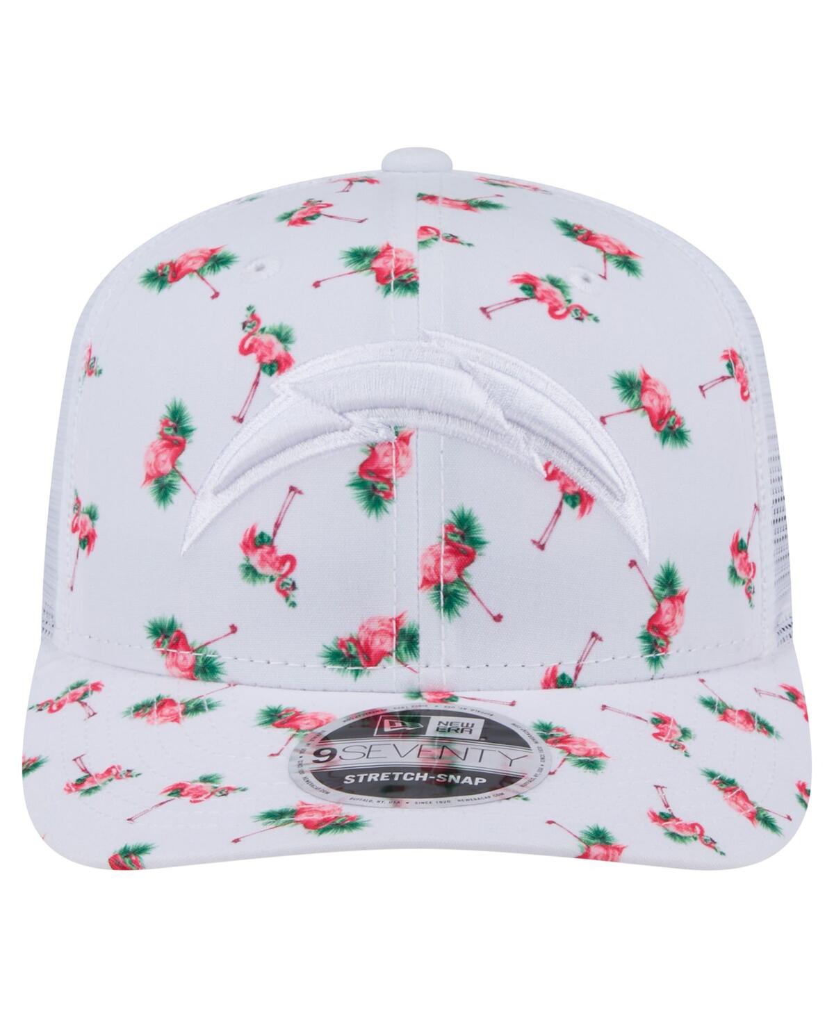 New Era Men's White Los Angeles Chargers Adventure Flamingo Pattern 9seventy Stretch Snap Hat