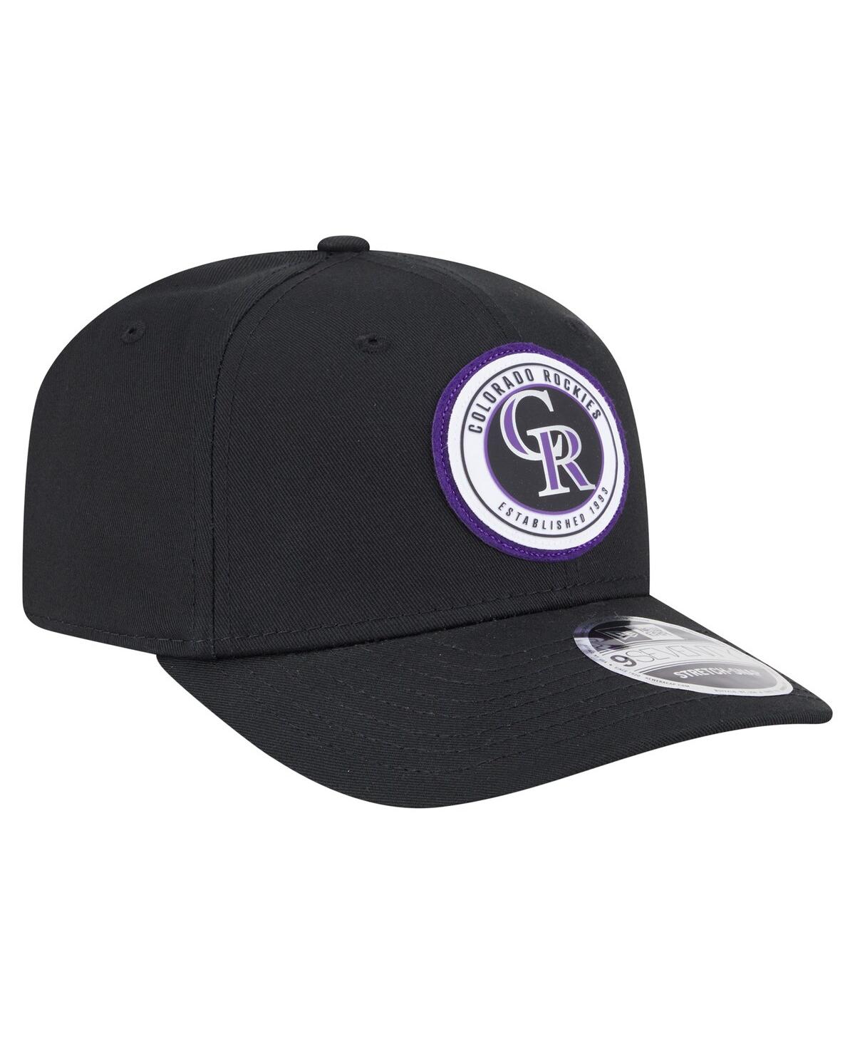New Era Men's Black Colorado Rockies Circle Patch 9seventy Stretch-snap Hat