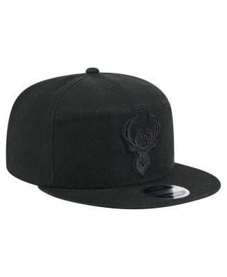 Men's Black Milwaukee Bucks Adventure Canvas Split Panel 9FIFTY Snapback Hat