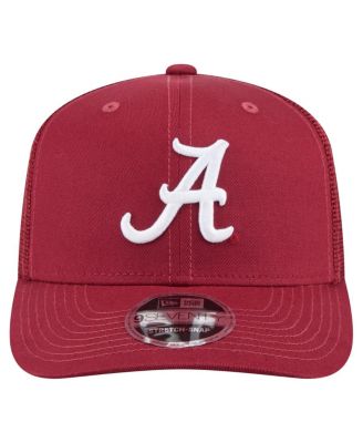 Мужская малиновая шляпа с застежкой-молнией New Era от Alabama Crimson Tide Primary 9SEVENTY для дальнобойщика