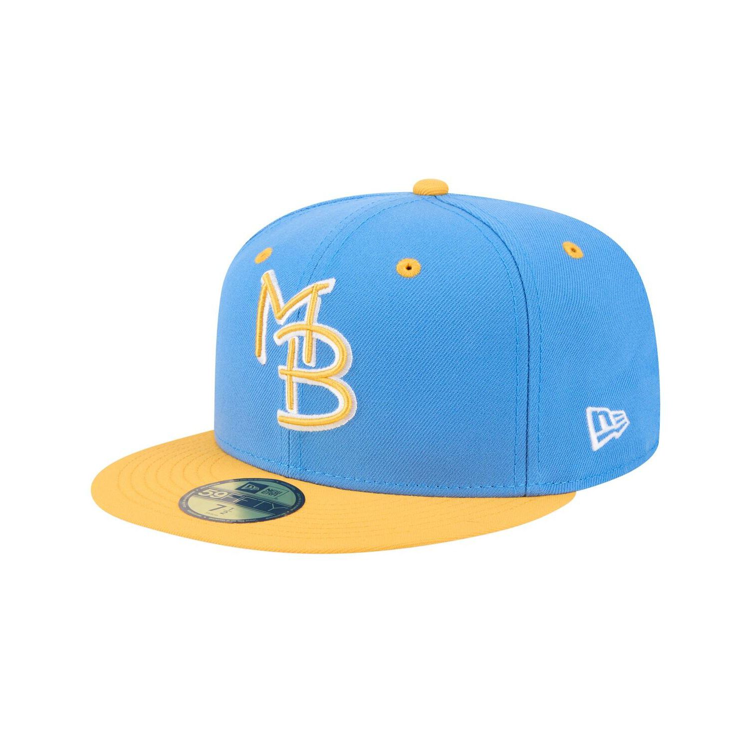 Men's Blue/Yellow Myrtle Beach Pelicans Authentic Collection 59FIFTY Fitted Hat