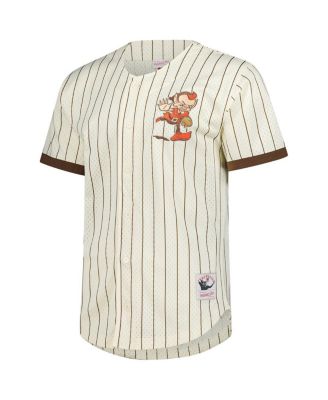 Мужская кремовая рубашка Cleveland Browns Final Seconds с винтажным логотипом Mitchell & Ness из сетчатой ткани на пуговицах