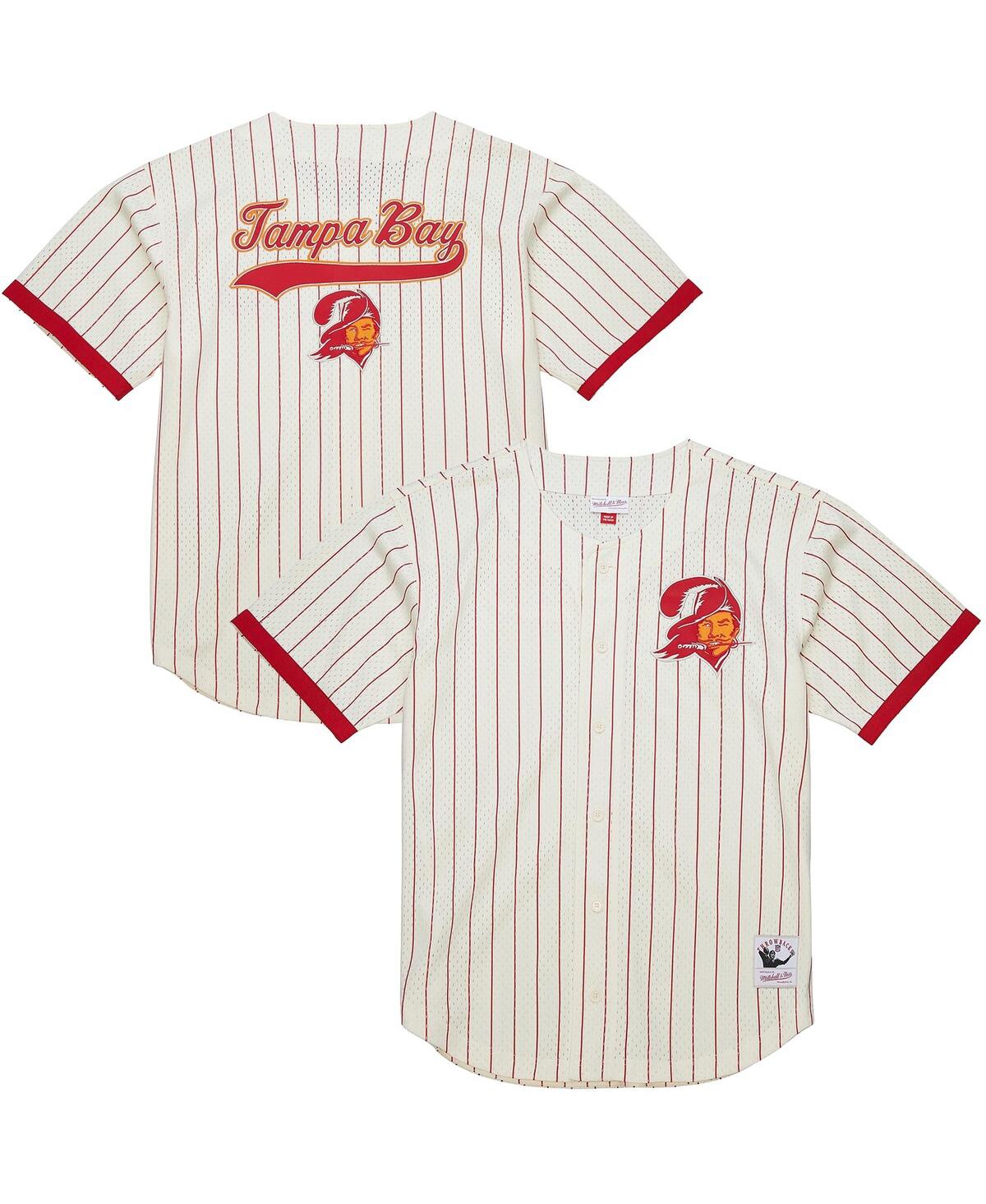Men's Cream Tampa Bay Buccaneers Final Seconds Vintage Logo Mesh Button-Up Shirt - Cream