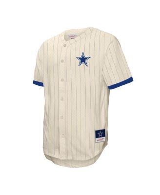 Мужская кремовая футболка Dallas Cowboys с винтажным логотипом Mitchell & Ness Final Seconds из сетчатой ткани на пуговицах