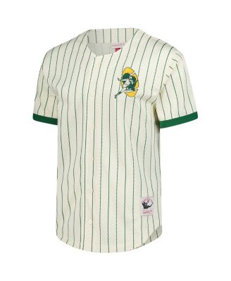 Мужская кремовая футболка Mitchell & Ness Green Bay Packers с винтажным логотипом Final Seconds, сетчатая футболка на всех пуговицах