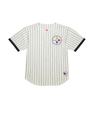 Мужская кремовая рубашка Mitchell & Ness Pittsburgh Steelers Final Seconds с винтажным логотипом и сеткой на пуговицах