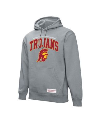 Мужская толстовка-пуловер Mitchell & Ness Heather Grey USC Trojans Classic Arch с капюшоном