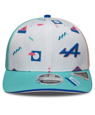 Мужская кепка Pierre Gasly White/Aqua Alpine 2025 Гран-при Майами с регулируемым номером пилота 9SEVENTY от New Era для мужчин
