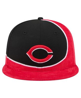 Мужская красно-черная кепка New Era Cincinnati Reds из вельвета в стиле ретро с разрезом и застежкой-молнией
