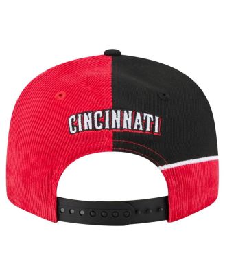 Men's Red/Black Cincinnati Reds Retro Split Corduroy Snapback Hat