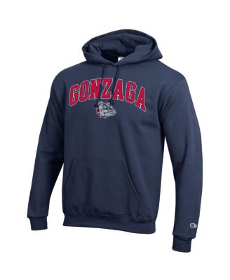 Men's Navy Gonzaga Bulldogs Arched Logo Fleece Pullover Hoodie
