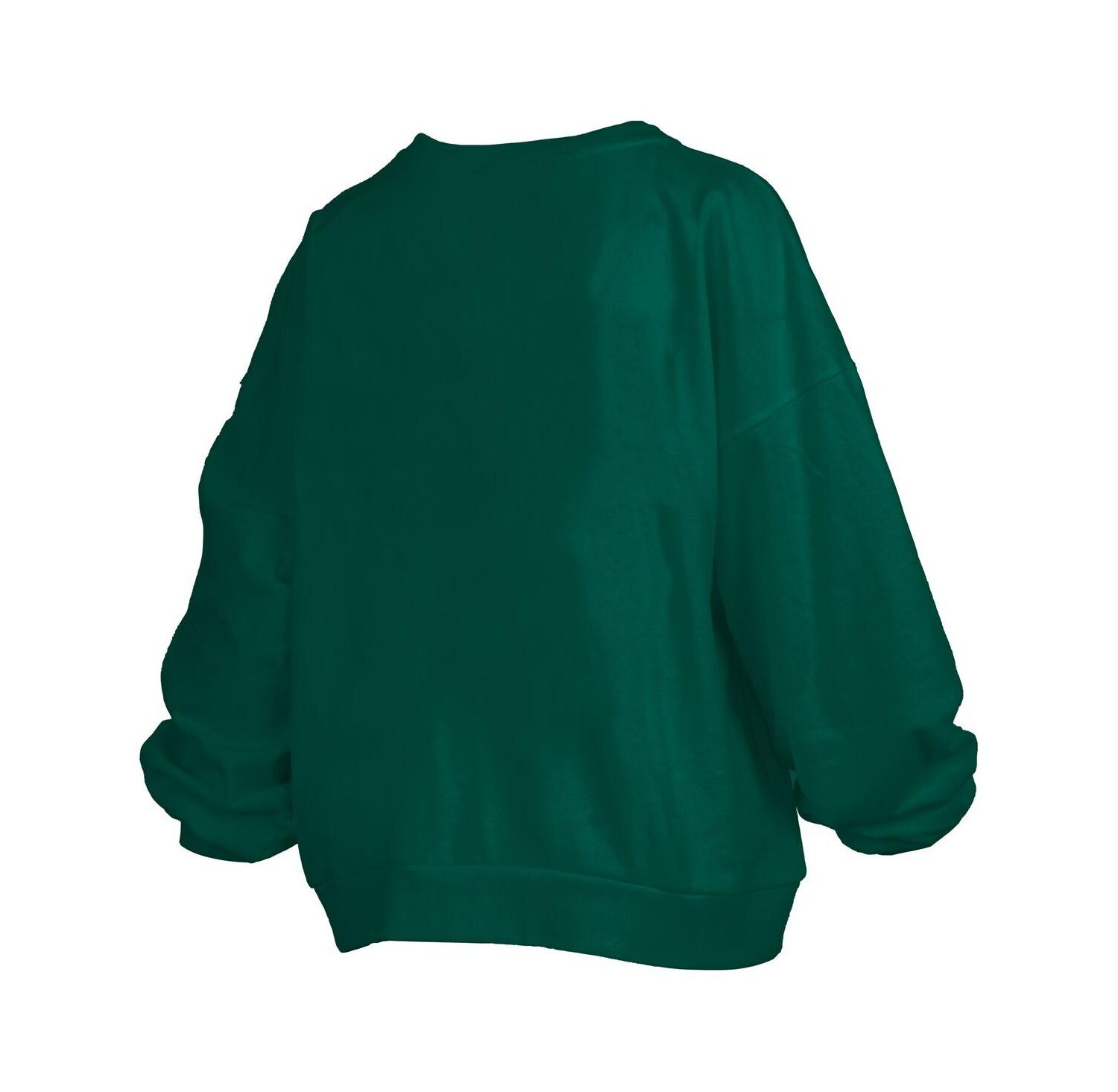 Women's Green Oregon Ducks Janise Arch Over Logo Waist Length Oversized Pullover Sweatshirt