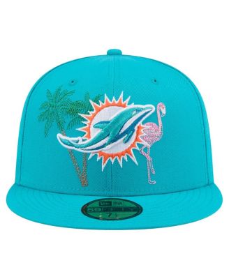 Мужская приталенная шляпа New Era Aqua Miami Dolphins State Stitch 59 размера 