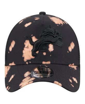 Мужская черная шляпа дальнобойщика New Era Detroit Lions с отбеленной А-образной оправой и регулируемой длиной 94 см.