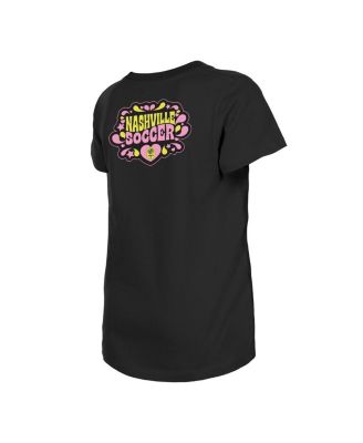 Big Girls Black Nashville SC Bubble Heart T-Shirt