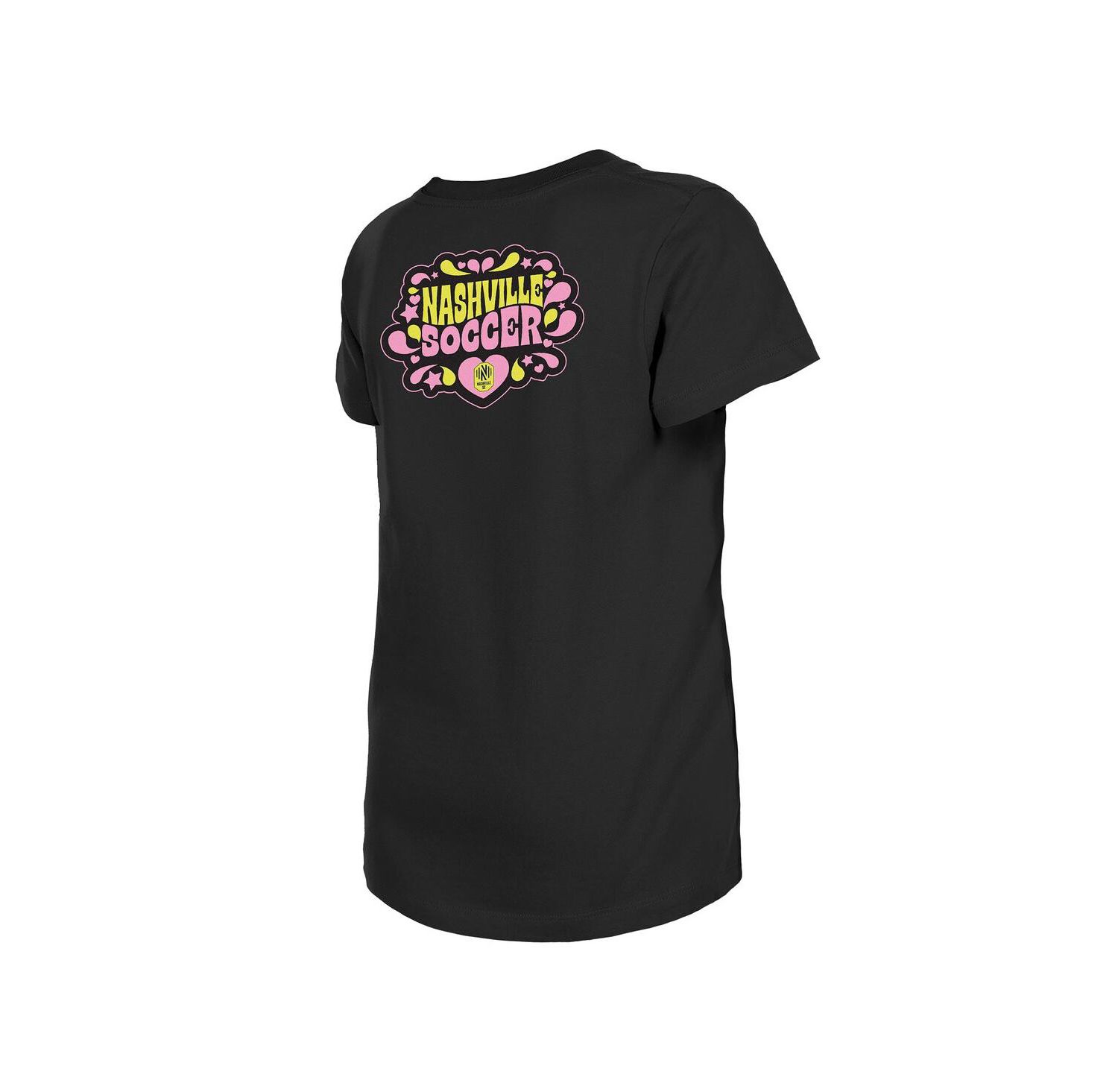 Big Girls Black Nashville SC Bubble Heart T-Shirt