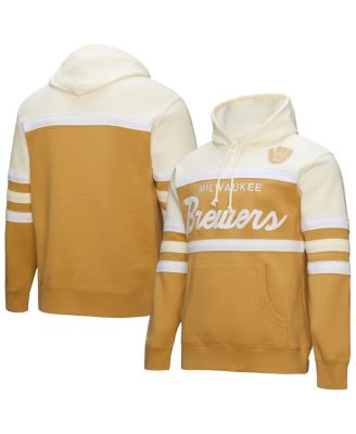 Mitchell & Ness - Men's  Tan/Cream Milwaukee Brewers Head Coach Pullover Hoodie