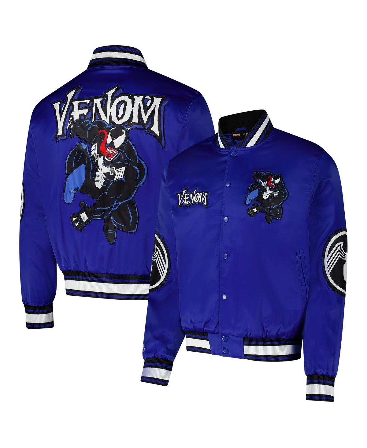 Men's Blue Venom Quilted Satin Full-Snap Jacket - Blue