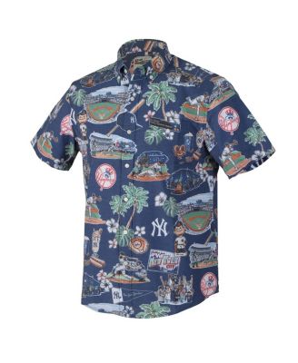 Мужская темно-синяя рубашка New York Yankees Scenic из трехслойной ткани на пуговицах от Reyn Spooner
