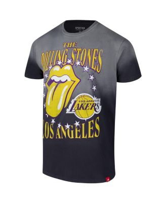 Спортивная мужская и женская серая футболка Rolling Stones x Los Angeles Lakers Bingham Collab