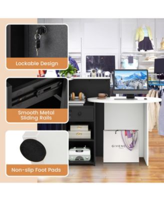 Front Reception Office Desk with Open Shelf and Lockable Drawer