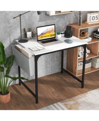 32 Inch Computer Desk Small Home Office Desk with Charging Station