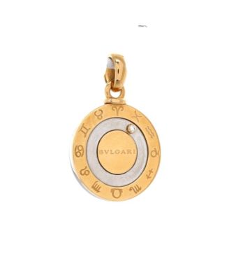 Бывший в употреблении Гороскоп Bvlgari на 12 месяцев, Подвижная круглая подвеска-шарм из 18-каратного золота и нержавеющей стали с бриллиантом