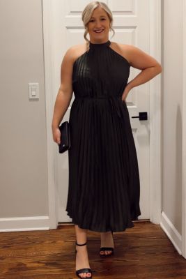 Maternity Black Pleated Halter Dress
