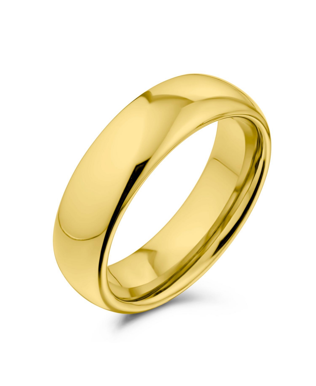 Plain Simple Dome Black Silver Rose Gold Plated Titanium Band Ring Comfort Fit 6MM - Gold 6mm